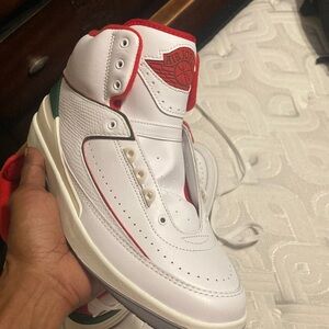 Jordan Men's White and Red Sneakers